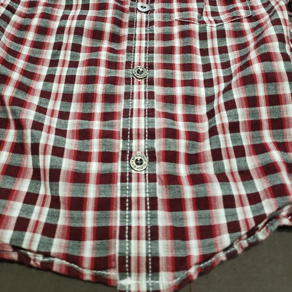 Calvin Klein Jeans Button Up Plaid Flannel Dress Shirt Adjustable Sleeve 24M - Picture 4 of 8